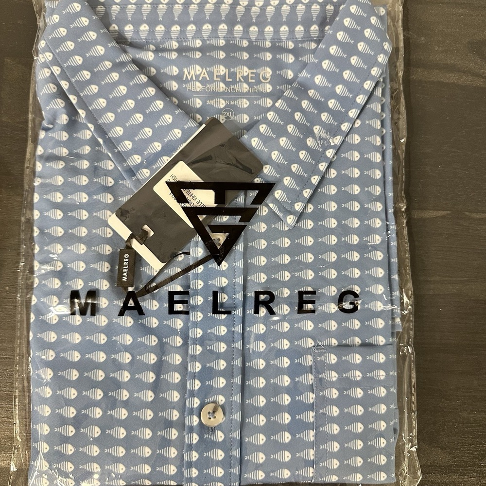 Maelreg Mens‎ Short Sleeve Blue Performance Polo Size 2XL